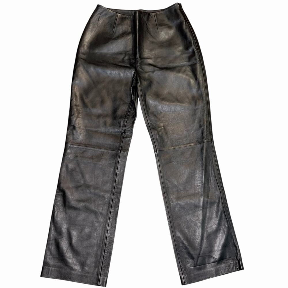 Apt 9 Black 100% Lambskin Leather Pants Women’s Size 4 Side Zip